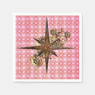 Steampunk Compass Star Paper Napkins