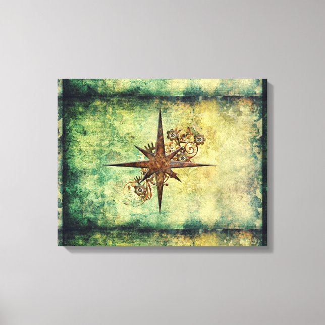 Steampunk Compass Star Wrapped Canvas (Front)