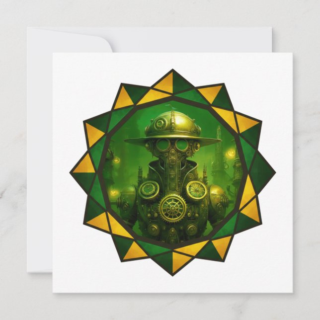 Steampunk Construction Worker Invitation (Front)