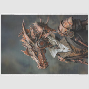 Steampunk Copper Dragon Decoupage Tissue Paper