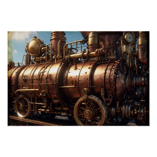 Steampunk Copper Steam Train Poster (Front)