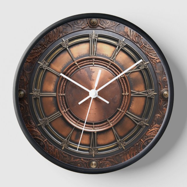 Steampunk Copper Time Face Clock (Front)
