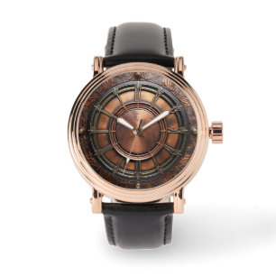 Steampunk Copper Time Face Watch