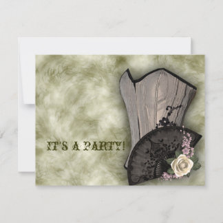 Steampunk Corset and Fan Goth Wedding Invitation