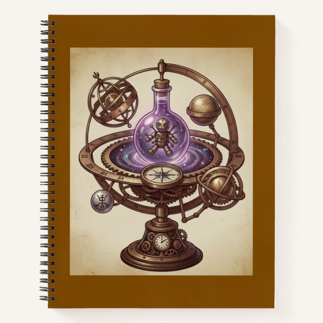 Steampunk Cosmic Voodoo Doll Orrery Fantasy Notebook (Front)
