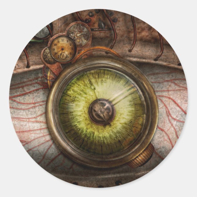 Steampunk - Creepy - Eye on technology Classic Round Sticker (Front)