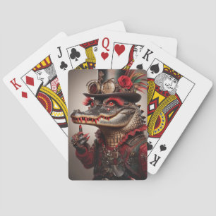 Steampunk Crocodile Victorian Style Playing Cards
