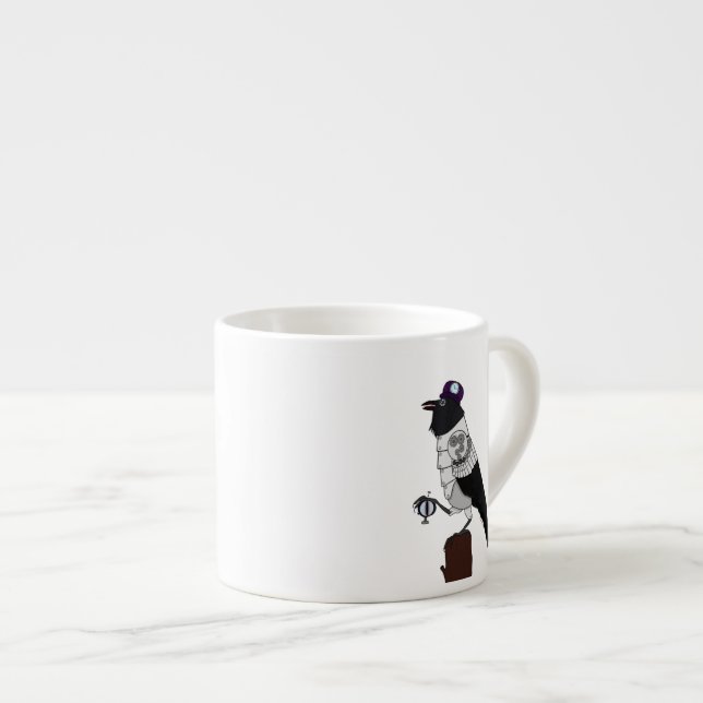 Steampunk Crow Espresso Cup (Front Right)