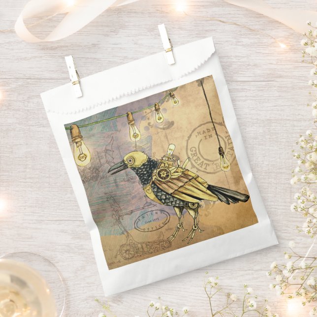 Steampunk Crow  Favour Bag (Clipped)