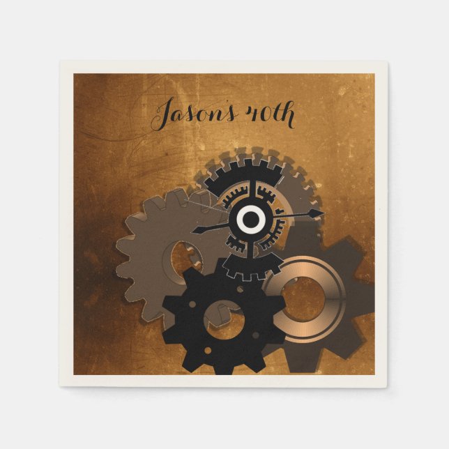 Steampunk Custom Text Paper Napkins (Front)