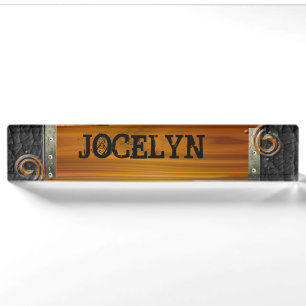 Steampunk Customize Leather Nameplate