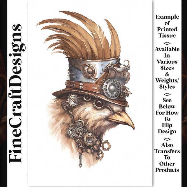 Steampunk Cute Crazy Chicken Decoupage Right 113 Tissue Paper (Creator Uploaded)