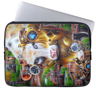 Steampunk Cyber Cow Laptop Sleeve