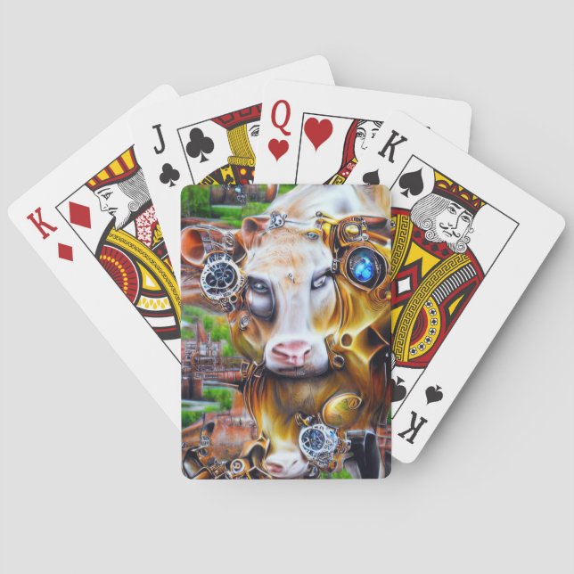 Steampunk Cyber Cow Playing Cards (Back)