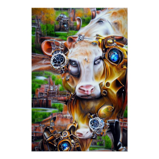 Steampunk Cyber Cow Poster (Front)