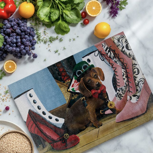 Steampunk Dachshund Shoes Boots Victorian Cutting Board (Creator Uploaded)