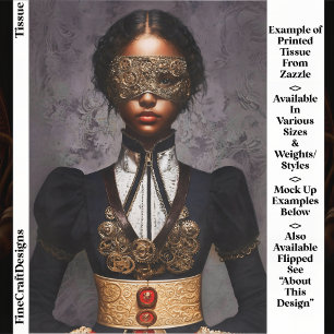 Steampunk Dark Skin Woman In Mask EM4R Decoupage Tissue Paper