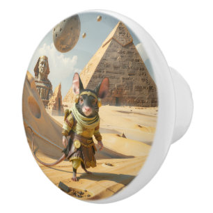 Steampunk Desert Explorer Mouse  Ceramic Knob