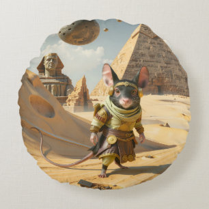 Steampunk Desert Explorer Mouse Round Pillow