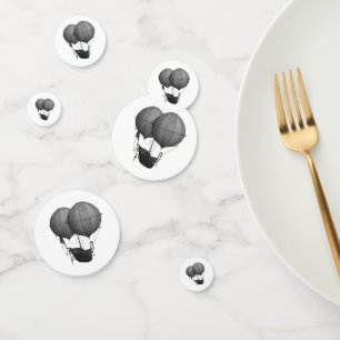 Steampunk Design Black and White Flying Machine Confetti