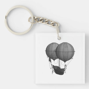 Steampunk Design Black and White Flying Machine Keychain