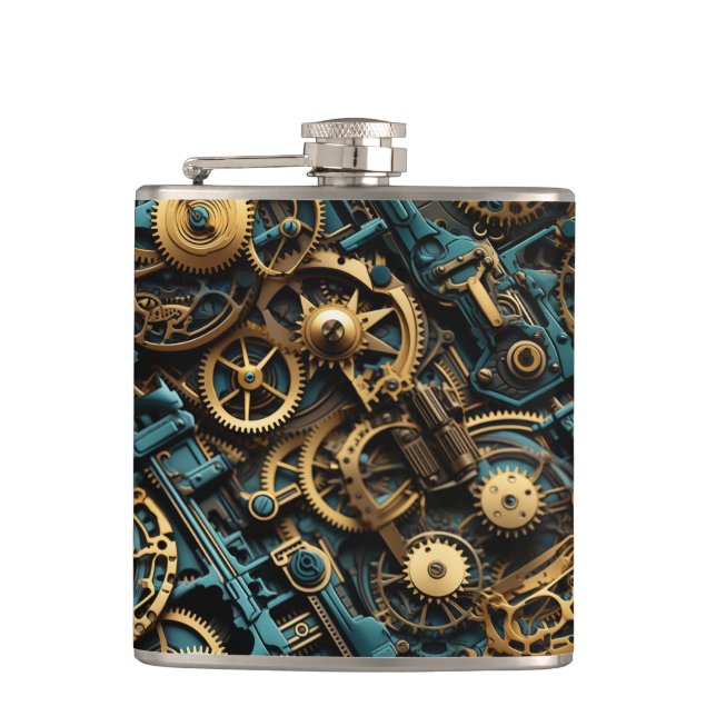 Steampunk Design Hip Flask (Front)
