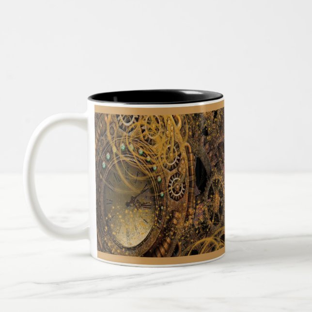 Steampunk Design Two-Tone Coffee Mug (Left)