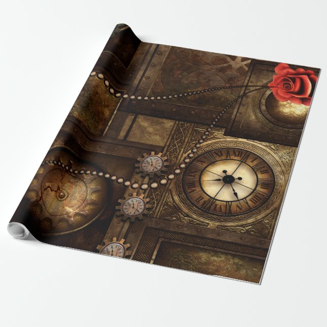 Steampunk design wrapping paper (Unrolled)