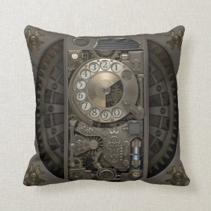 Steampunk Device - Rotary Dial Phone. Throw Pillow