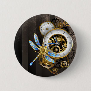 Steampunk Dials with Dragonfly 2 Inch Round Button