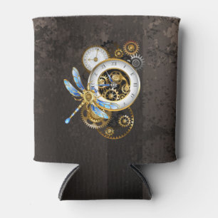 Steampunk Dials with Dragonfly Can Cooler
