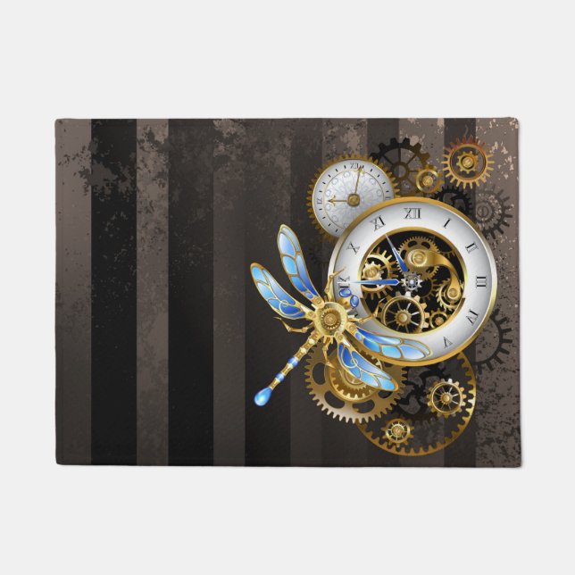 Steampunk Dials with Dragonfly Doormat (Front)