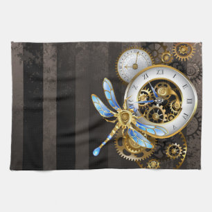 Steampunk Dials with Dragonfly Kitchen Towel