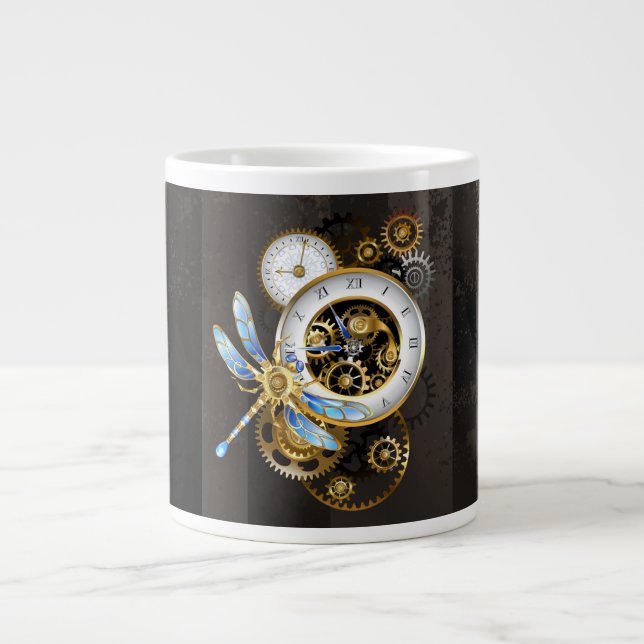 Steampunk Dials with Dragonfly Large Coffee Mug (Front)