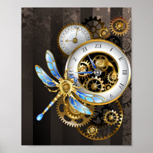 Steampunk Dials with Dragonfly Poster