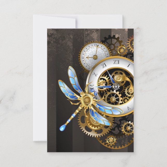 Steampunk Dials with Dragonfly Thank You Card (Front)