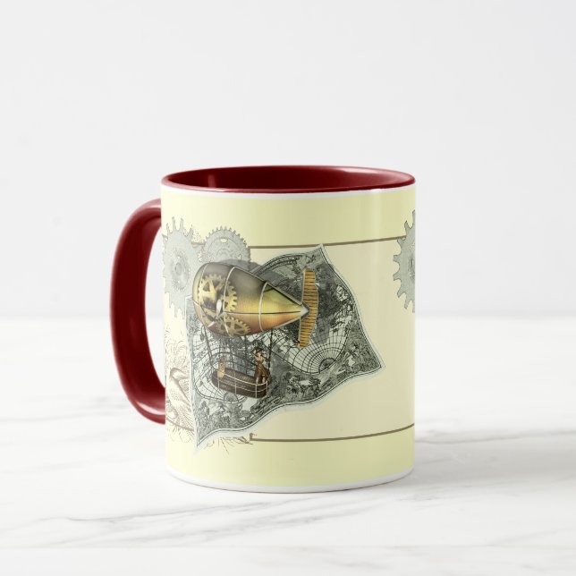 Steampunk Dirigible Air Tour Coffee Mugs (Front Left)