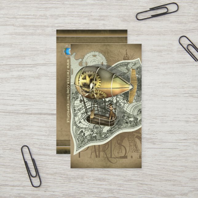 Steampunk Dirigible Air Tour Profile Cards (Front/Back In Situ)