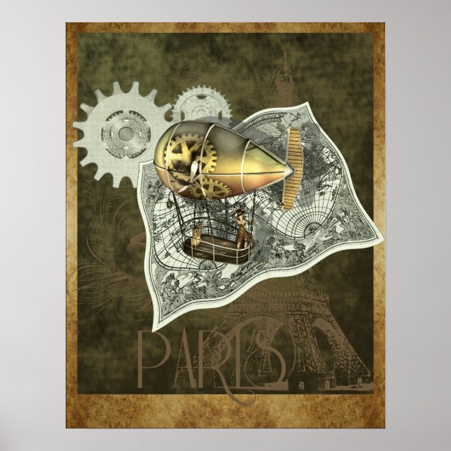 Steampunk Dirigible Air Tour Wall Print (Front)