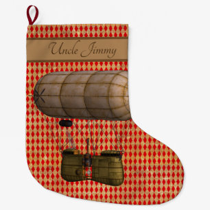 Steampunk Dirigible Large Christmas Stocking