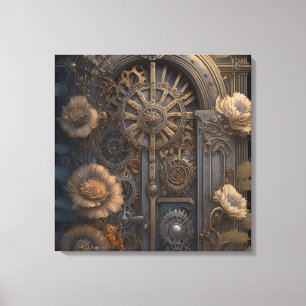 Steampunk Door with Flowers Canvas Print