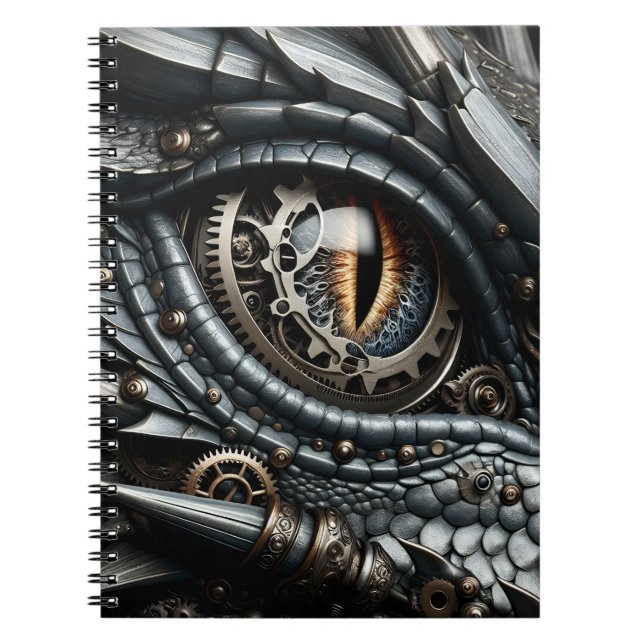 Steampunk Dragon Eye Closeup Ai Art Notebook (Front)