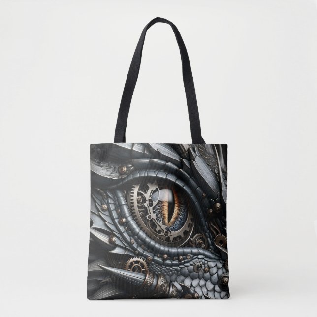Steampunk Dragon Eye Closeup Ai Art Tote Bag (Front)