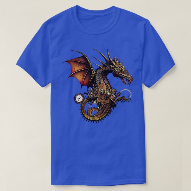 Steampunk Dragon fantasy Illustration T-Shirt (Design Front)