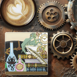 Steampunk Dragon Magic  Potions Fantasy Alchemy Glass Coaster