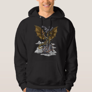 Steampunk Dragon Mechanical Gears Fantasy Industri Hoodie