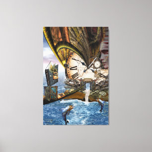 Steampunk dragon story book canvas print