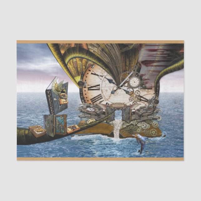 Steampunk dragon story book  tissue paper (Front)