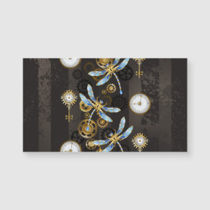 Steampunk Dragonflies on brown striped background