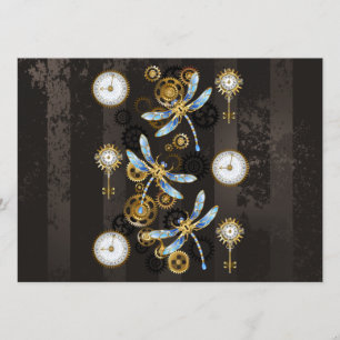 Steampunk Dragonflies on brown striped background Program